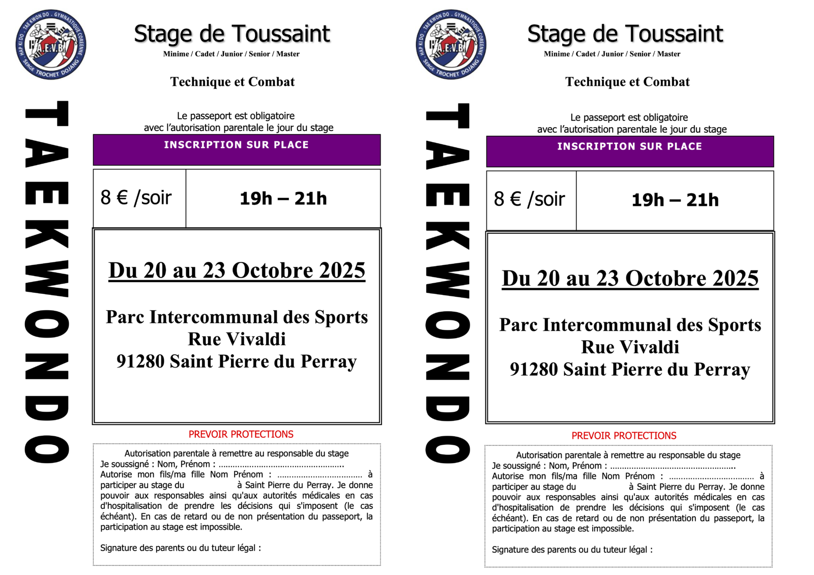 Stage Taekwondo Toussaint