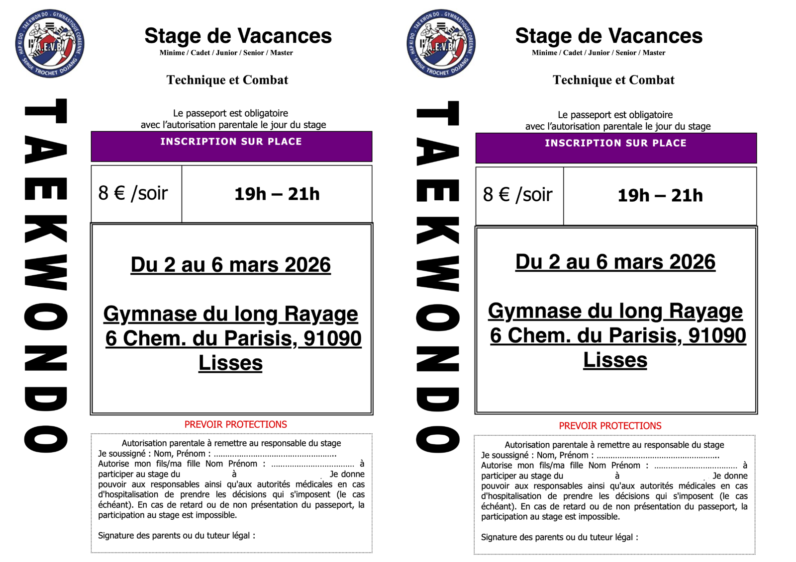 Stage Taekwondo Février S2